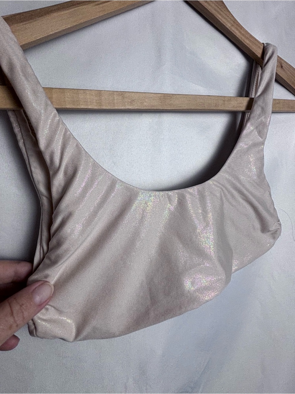 Pilyq Iridescent Cream Scoop Neck Cropped Tank